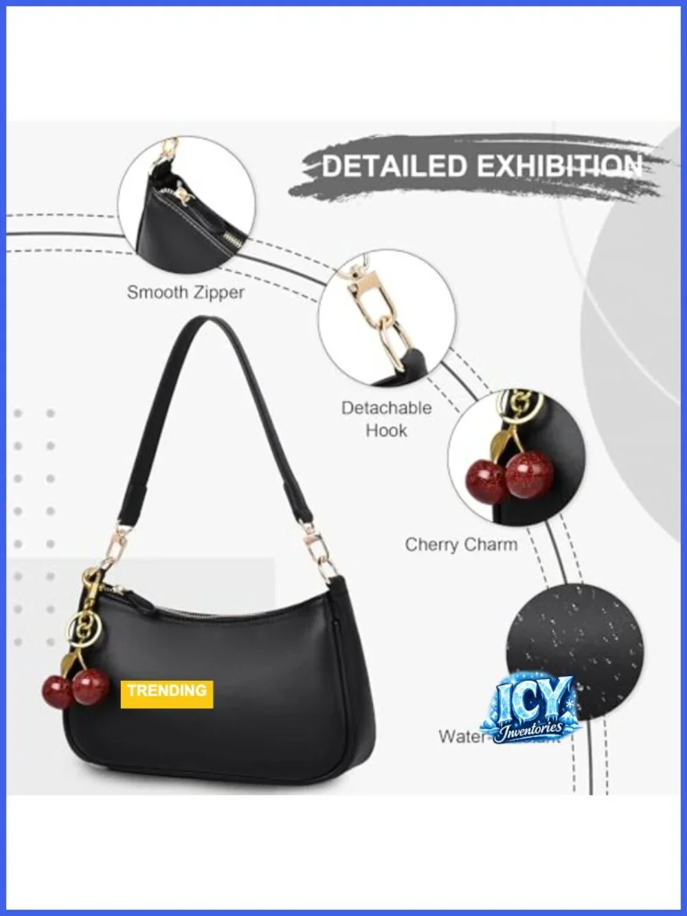 Faux Leather Cherry Hobo Shoulder Bag Crossbody Purse with Chain Strap